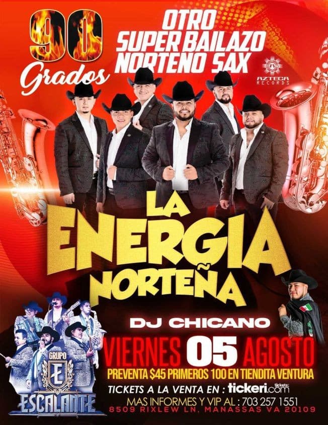 Event - LA ENERGIA NORTEÑA EN CONCIERTO ! MANASSAS VIRGINIA - Manassas, Virginia - August 5, 2022 | concert tickets