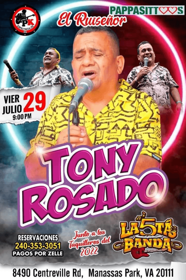 Event - TONY ROSADO EN CONCIERTO ! MANASSAS PARK VIRGINIA - Manassas Park, Virginia - July 29, 2022 | concert tickets