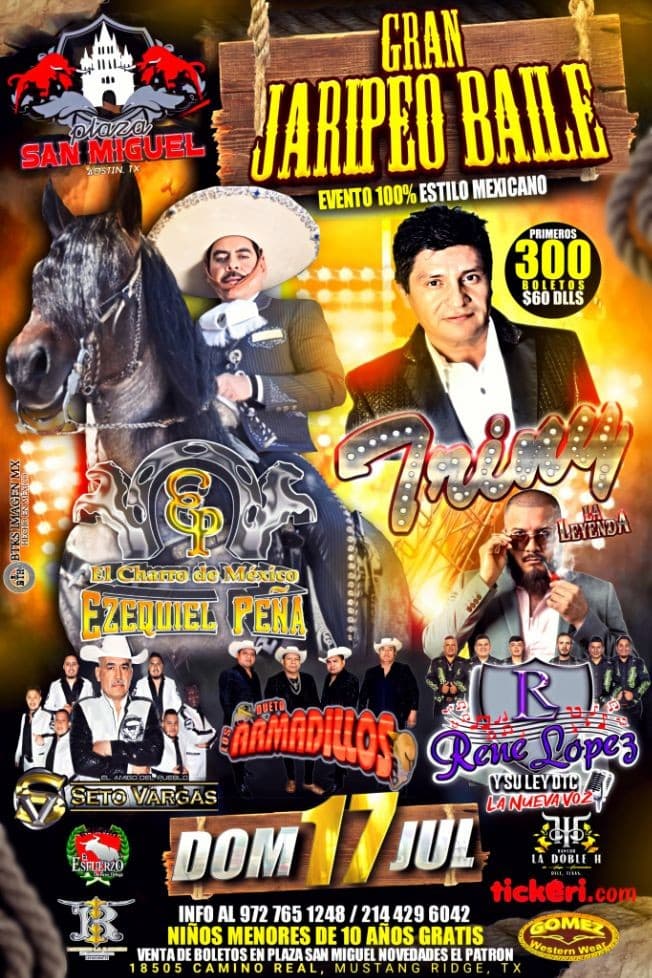Event - Jaripeo Baile/Ezequiel Peña-Triny La Leyenda-Rene Lopez-Seto Vargas/Armadillos! - Dale, Texas - July 17, 2022 | concert tickets