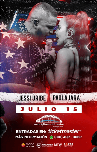 Event - CONQUISTA TOUR! JESSI URIBE, PAOLA JARA EN VIVO ! SUGAR LAND TEXAS - Sugar Land, Texas - July 15, 2022 | concert tickets