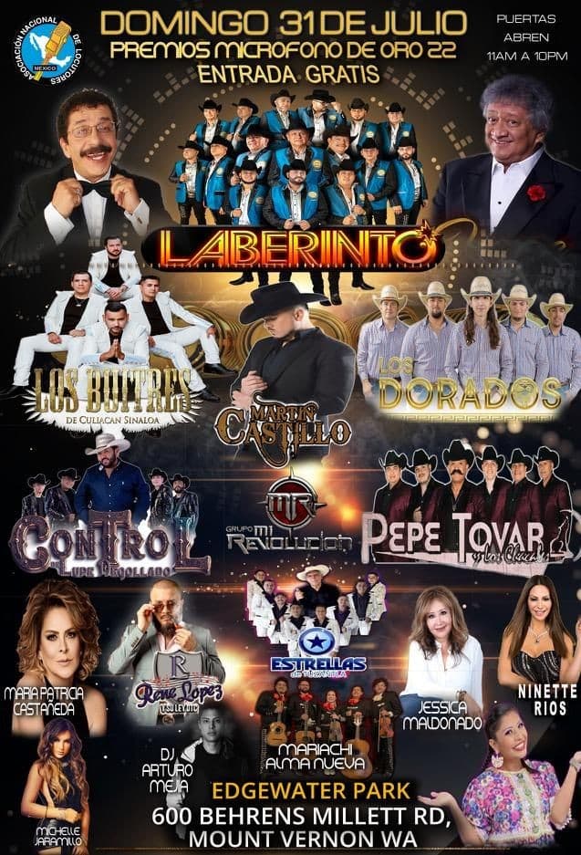 Event - LABERINTO , LOS BUITRES DE CULIACAN SINALOA , LOS DORADOS , CONTROL DE LUPE DEGOLLADO EN VIVO ! MOUNT VERNON WA - Mount Vernon, Washington - 31 de julio de 2022 | concert tickets