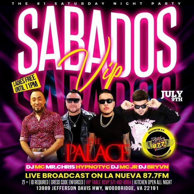 Event - SABADOS VIP  # 1 SATURDAY NIGHT PARTY - 07/09/2022 WOODBRIDGE VIRGINIA - Woodbridge, Virginia - July 9, 2022 | concert tickets
