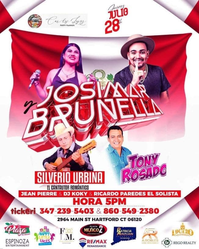 Event - NOCHE BLANCA Y ROJA CON JOSIMAR & SU YAMBU Y BRUNELLA TORPOCO , TONY ROSADO  Y SILVERIO URBINA EN VIVO! - Hartford, Connecticut - July 28, 2022 | concert tickets