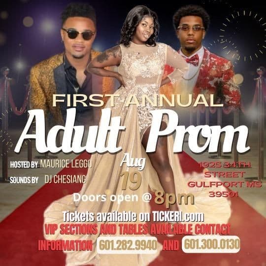 Event - FIRST ANNUAL ADULT PROM - GULFPORT MS - CANCELLED - Gulfport, Mississippi - August 19, 2022 | concert tickets