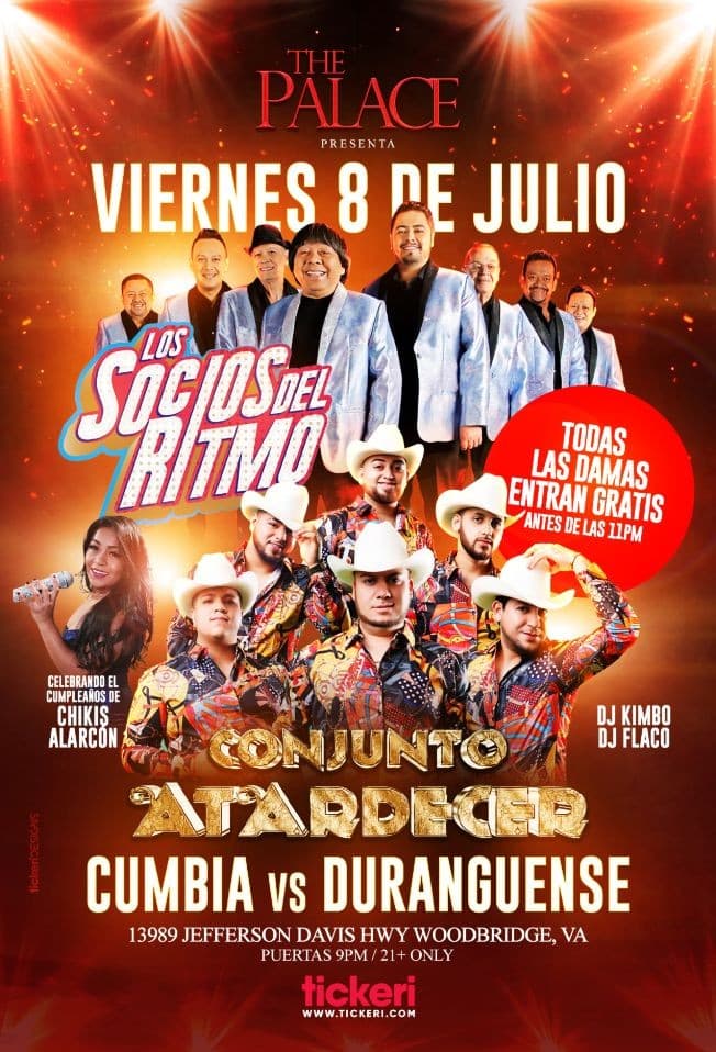 Event - MEGA BAILAZO - Con CONJUNTO ATARDECER & LOS SOCIOS DEL RITMO EN WOODBRIDGE VA - Woodbridge, Virginia - July 8, 2022 | concert tickets