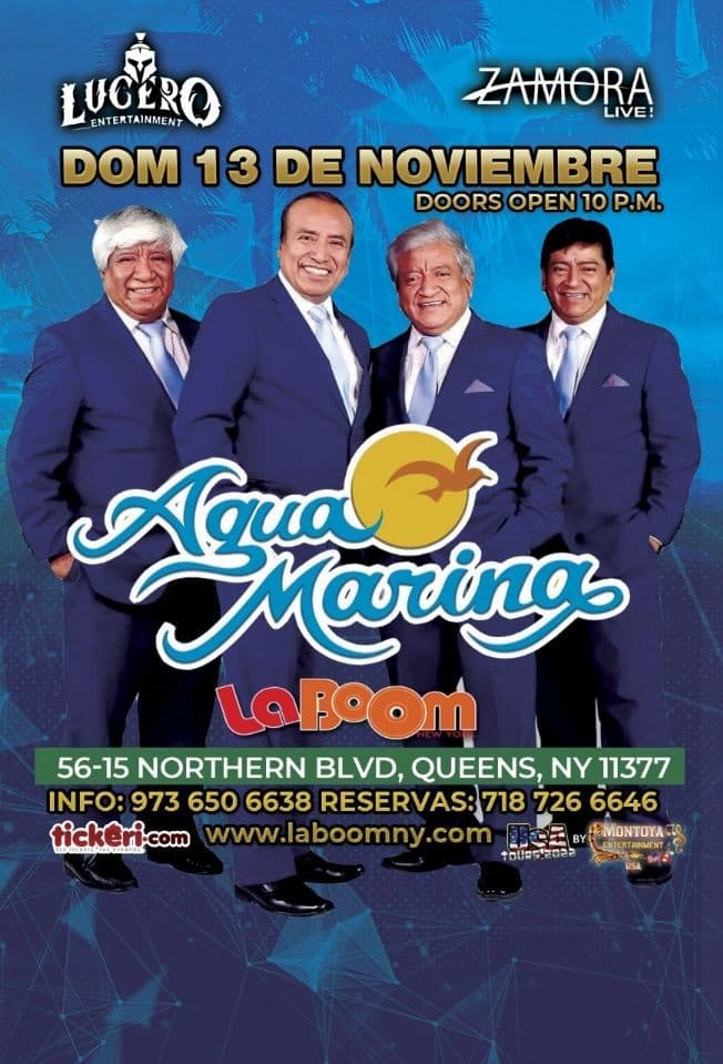 Event - AGUA MARINA EN CONCIERTO ! QUEENS NEW YORK - Woodside, New York - November 13, 2022 | concert tickets