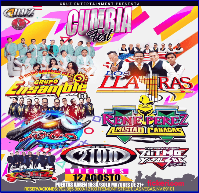 Event - CUMBIA FEST CON LOS LLAYRAS, GRUPO ENSAMBLE, GRUPO MACAO, RENE PEREZ AMISTAD CARACAS EN VIVO ! LAS VEGAS NEVADA - Las Vegas, Nevada - August 12, 2022 | concert tickets