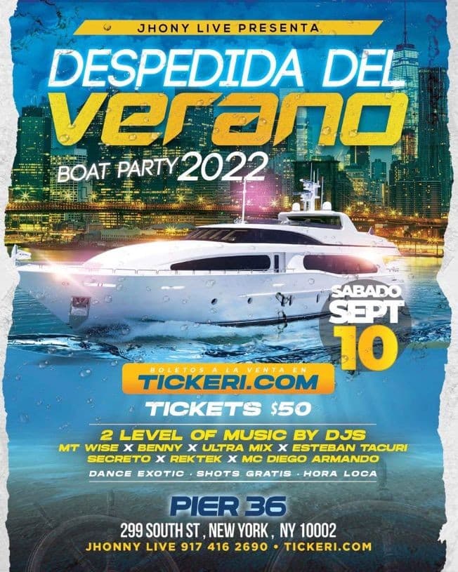 Event - DESPEDIDA  DEL  VERANO   BOAT PARTY    2022 - New York, New York - September 10, 2022 | concert tickets