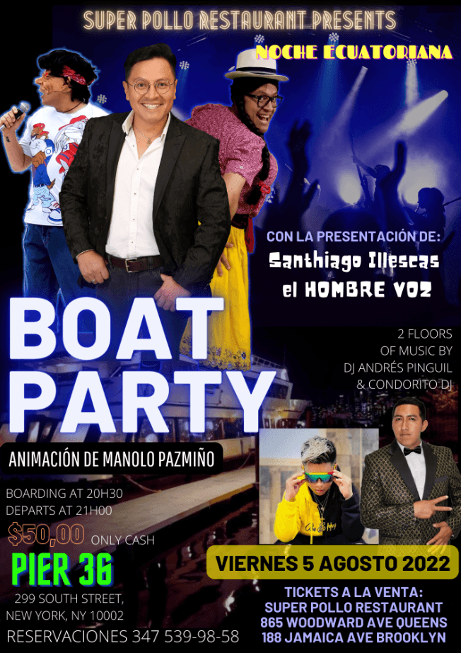 Event - Fiesta en Barco Noche Ecuatoriana - New York, New York - August 5, 2022 | concert tickets