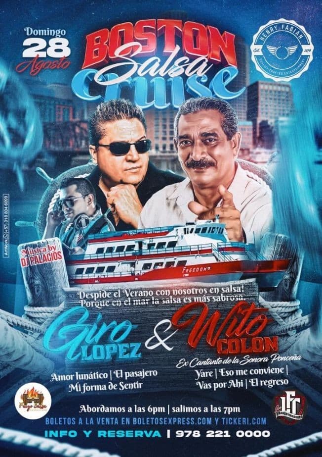 Event - BOSTON SALSA CRUISE GIRO LOPEZ & WITO COLON EN CONCIERTO ! BOSTON MASSACHUSETTS - Boston, Maryland - August 28, 2022 | concert tickets