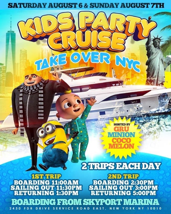 Event - Kids Party Cruise Take Over NYC (2:30pm-5:00pm) - New York, New York - August 7, 2022 | concert tickets