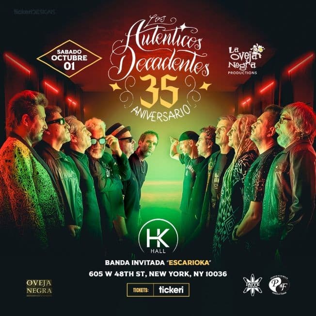 Event - LOS AUTENTICOS DECADENTES EN CONCIERTO! NEW YORK!!! - New York, New York - October 1, 2022 | concert tickets