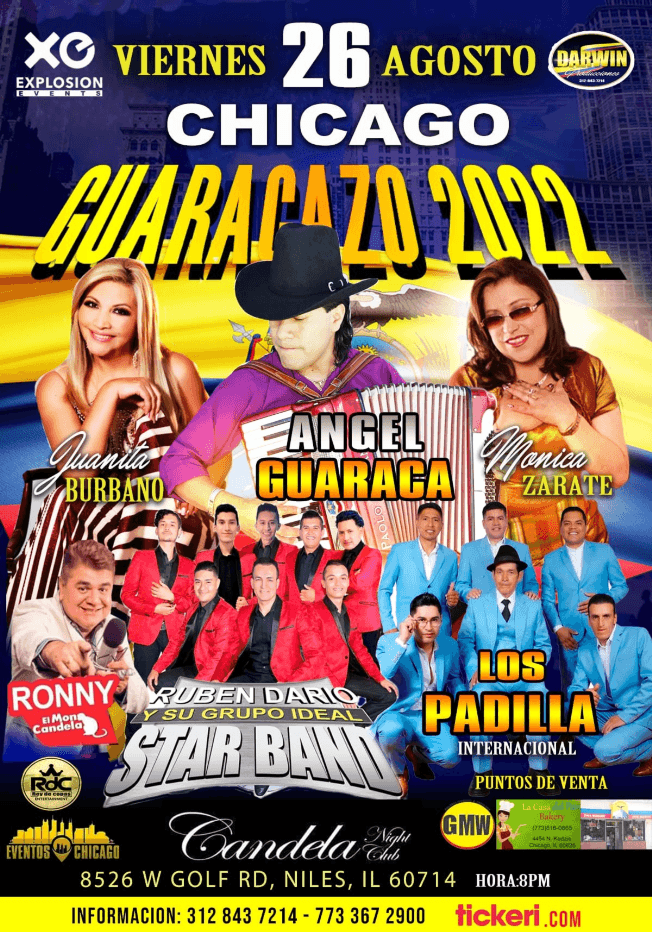 Event - GUARACAZO 2022 CON JUANITA BURBANO , ANGEL GUARACA ,  MONICA ZARATE EN CONCIERTO ! NILES ILLINOIS - TICKETS DISPONIBLES EN LA PUERTA - Niles, Illinois - August 26, 2022 | concert tickets