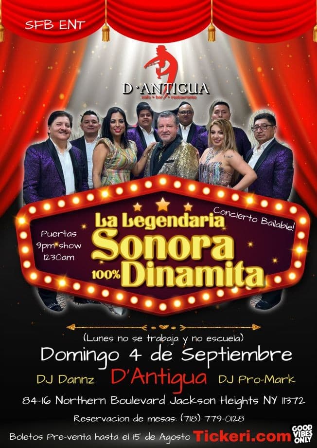 Event - Sonora Dinamita en vivo @dantigua - jackson heights, New York - September 4, 2022 | concert tickets