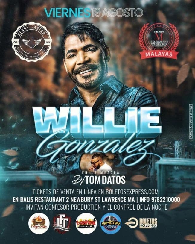 Event - WILLIE GONZALES EN CONCIERTO !  LAWRENCE MASSACHUSETTS - Lawrence, Massachusetts - August 19, 2022 | concert tickets