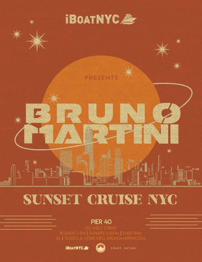 Event - BRUNO MARTINI - Sunset Yacht Cruise Party NYC - New York, New York - August 20, 2022 | concert tickets