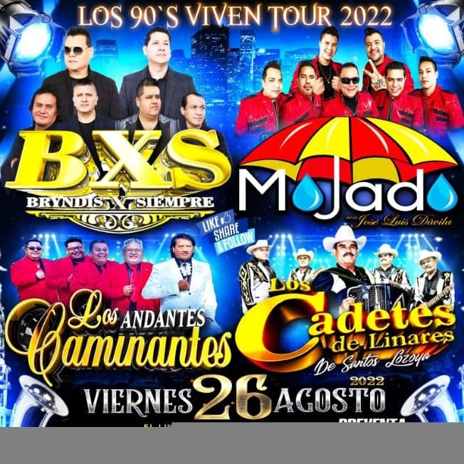 Event - BXS BRYNDIS X SIEMPRE , LOS CAMINANTES ANDANTES , MOJADO , LOS CADETES DE LINARES EN CONCIERTO ! LAKEWOOD NEW JERSEY - Lakewood, New Jersey - August 26, 2022 | concert tickets