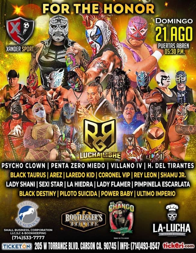 Event - RGR LUCHA LIBRE FOR THE HONOR , CARSON CALIFORNIA - Carson, California - 21 de agosto de 2022 | concert tickets