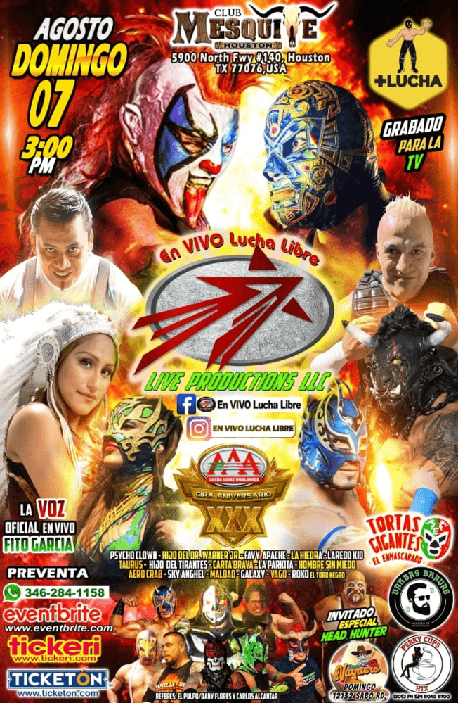 Event - EN VIVO LUCHA LIBRE - HOUSTON TEXAS - Houston, Texas - August 7, 2022 | concert tickets