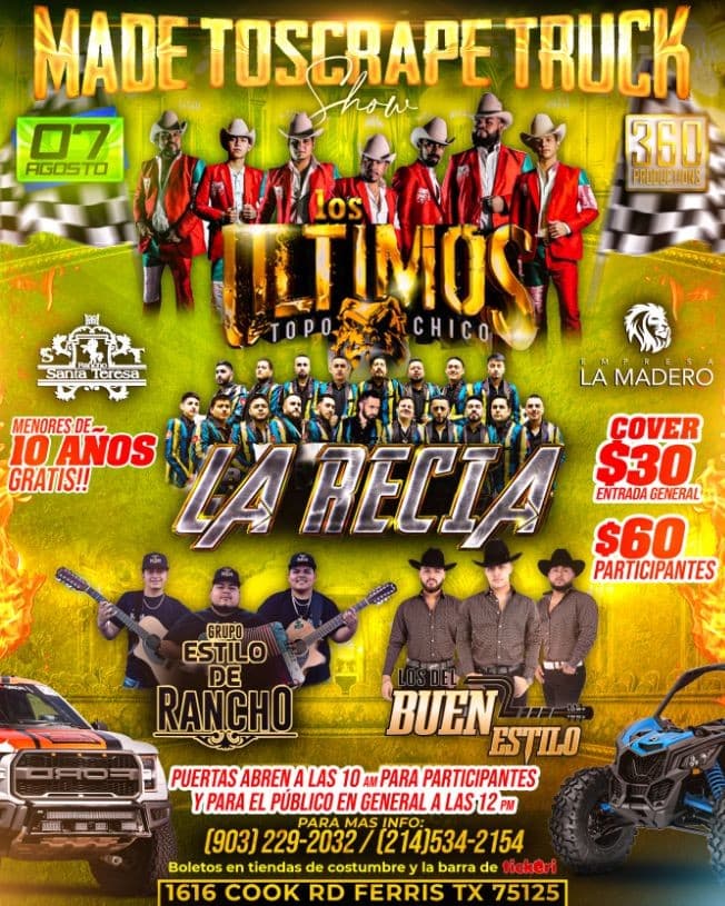 Event - MADE TO SCRAPE TRUCK FERRIS TEXAS RANCHO SANTA TERESA - Ferris, Texas - August 7, 2022 | concert tickets