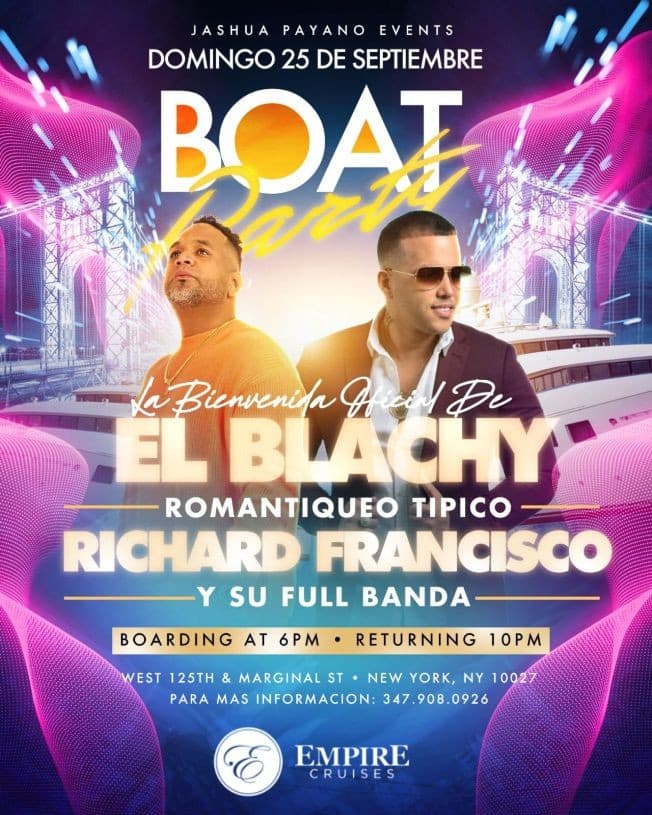 Event - EL BLACHY & RICHARD FRANCISCO BOAT PARTY - NY, New York - September 25, 2022 | concert tickets