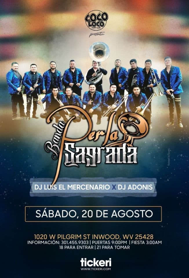 Event - BANDA PERLA SAGRADA EN CONCIERTO ! INWOOD WEST VIRGINIA - Inwood, West Virginia - August 20, 2022 | concert tickets