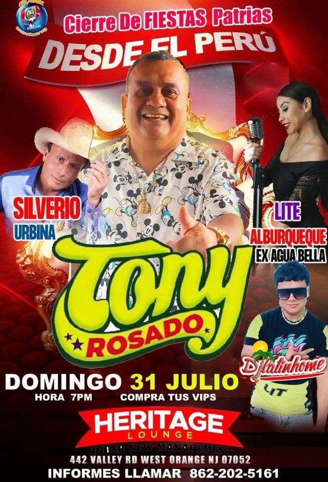 Event - TONY ROSADO EN CONCIERTO !  WEST ORANGE - West Orange, New Jersey - July 31, 2022 | concert tickets