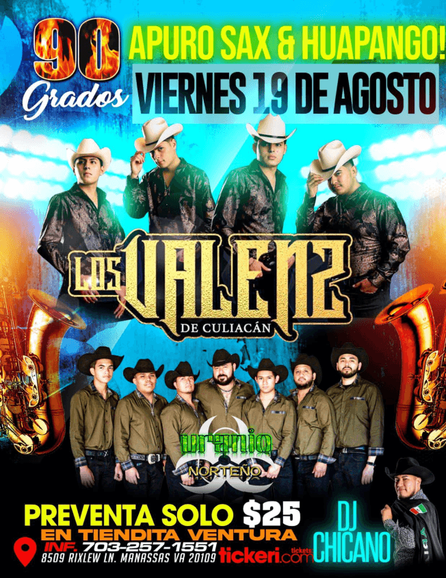 Event - LOS VALENZ DE CULIACAN, URANIO NORTEÑO EN VIVO ! MANASSAS VIRGINIA - Manassas, Virginia - August 19, 2022 | concert tickets
