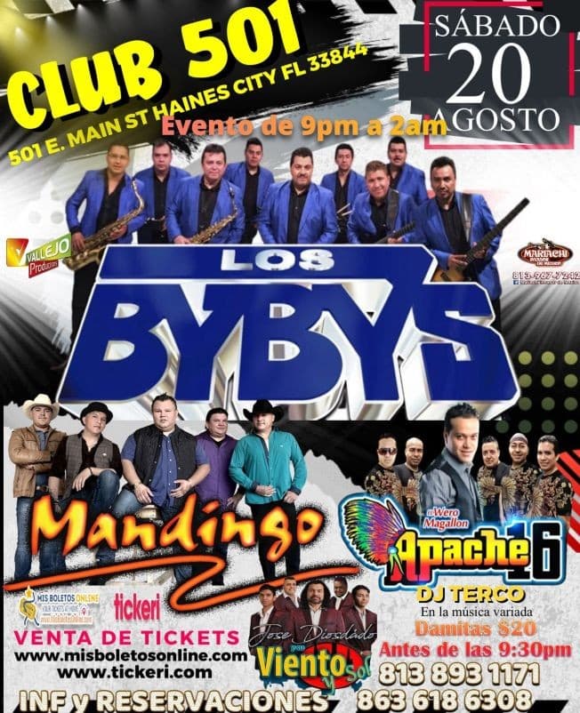 Event - LOS BYBYS , MANDINGO EN VIVO ! HAINES CITY FLORIDA - Haines City, Florida - August 20, 2022 | concert tickets