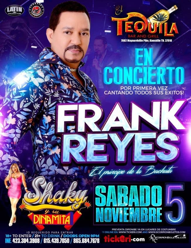 Event - Frank Reyes en Concierto! - Knoxville, Tennessee - November 5, 2022 | concert tickets