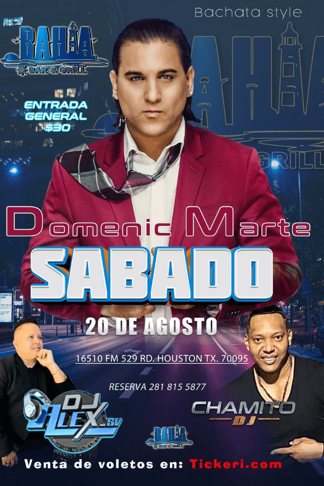 Event - DOMENIC MARTE EN CONCIERTO ! HOUSTON TEXAS - Houston, Texas - August 20, 2022 | concert tickets