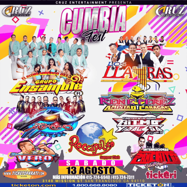 Event - CUMBIA FEST CON LOS LLAYRAS, GRUPO ENSAMBLE, GRUPO MACAO, RENE PEREZ AMISTAD CARACAS EN VIVO !  SAN FRANCISCO CALIFORNIA - San Francisco, California - August 13, 2022 | concert tickets