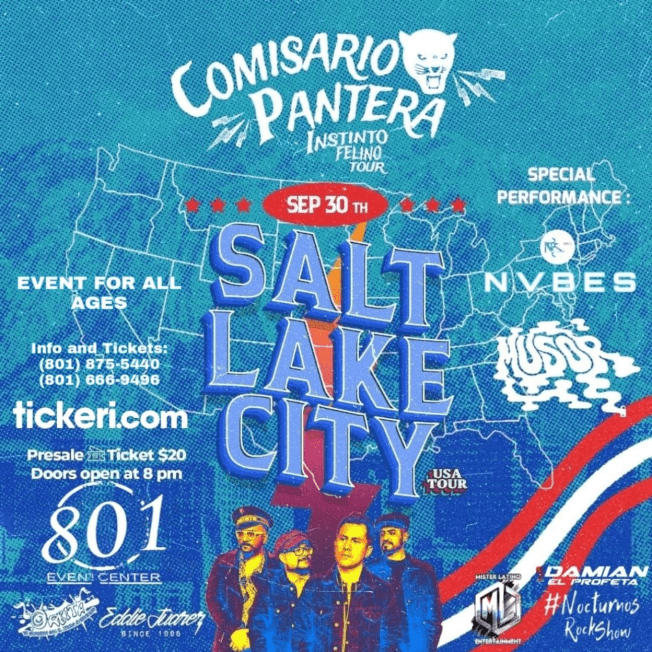 Event - COMISARIO PANTERA- INSTINTO FELINO TOUR - SALT LAKE CITY UTAH POSTPONED - Long Beach, California - September 30, 2022 | concert tickets