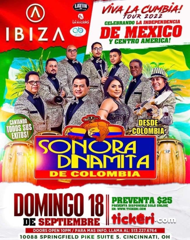 Event - VIVA LA CUMBIA SONORA DINAMITA DE COLOMBIA - CINCINNAT, Ohio - September 18, 2022 | concert tickets