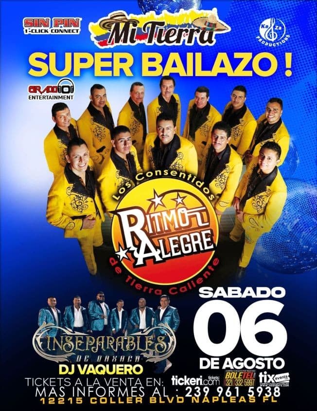 Event - RITMO ALEGRE DE TIERRA CALIENTE ,  INSEPARABLES DE OAXACA EN CONCIERTO ! NAPLES FLORIDA - Naples, Florida - 6 de agosto de 2022 | concert tickets