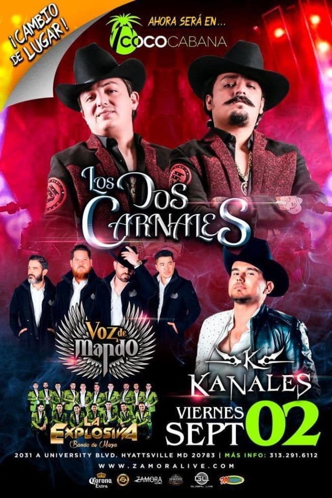 Event - LOS DOS CARNALES , VOZ DE MANDO , KANALES EN VIVO ! ADELPHI MARYLAND - Adelphi, Maryland - September 2, 2022 | concert tickets