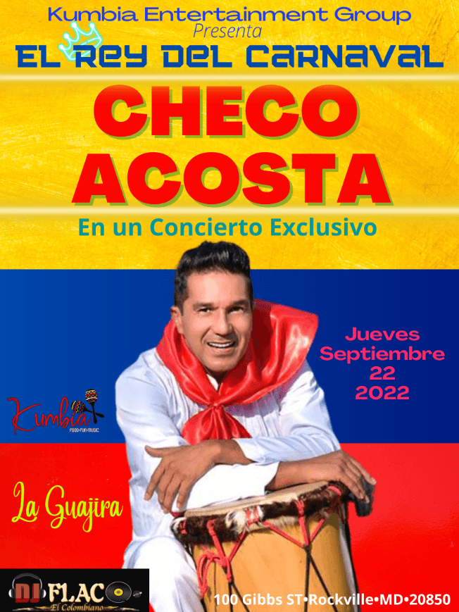 Event - Checo Acosta "Noche de Carnaval" - Rockville, Maryland - September 22, 2022 | concert tickets
