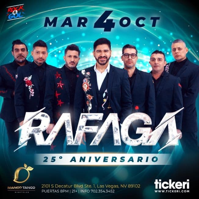 Event - RAFAGA EN LAS VEGAS - Las Vegas, Nevada - October 4, 2022 | concert tickets