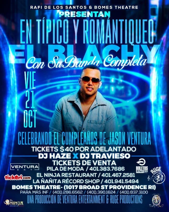 Event - EL TIPICAZO DEL OTOÑO! EL BLACHY EN VIVO CON SU BANDA COMPLETA! PROVIDENCE RI - Providence, Rhode Island - October 21, 2022 | concert tickets