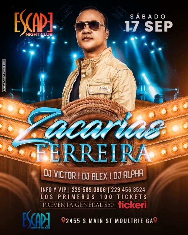 Event - ZACARIAS FERREIRA EN CONCIERTO MOULTRIE GA - Moultrie, Georgia - September 17, 2022 | concert tickets