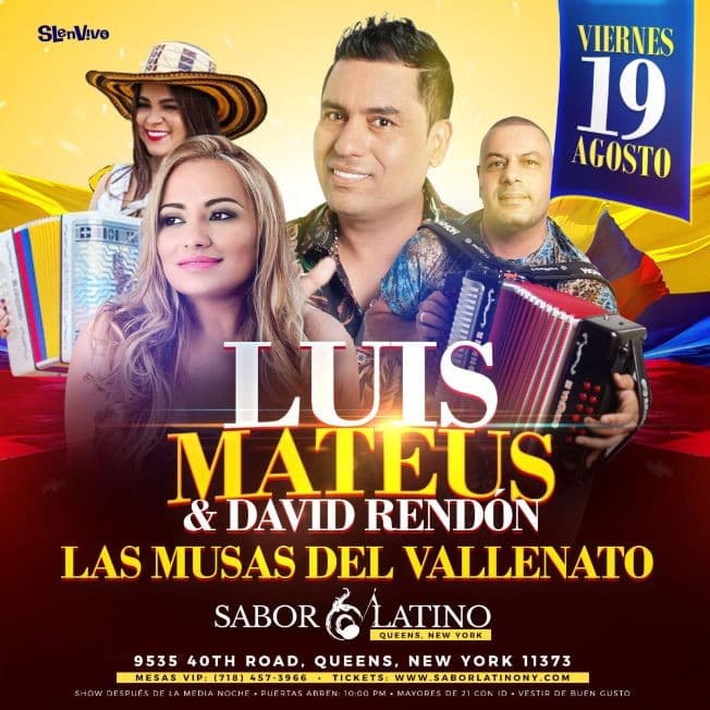 Event - LUIS MATEUS & LAS MUSAS DEL VALLENATO ! NEW YORK - Queens, New York - August 19, 2022 | concert tickets