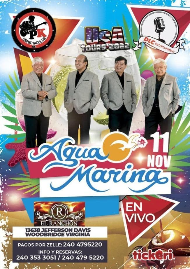 Event - AGUA MARINA EN CONCIERTO !  WOODBRIDGE VIRGINIA - Woodbridge, Virginia - November 11, 2022 | concert tickets