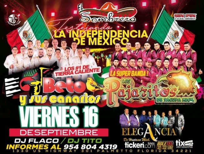 Event - BETO Y SUS CANARIOS , LOS PAJARITOS DE TACUPA MICH. EN VIVO ! PALMETTO FLORIDA - Palmetto, Florida - 16 de septiembre de 2022 | concert tickets
