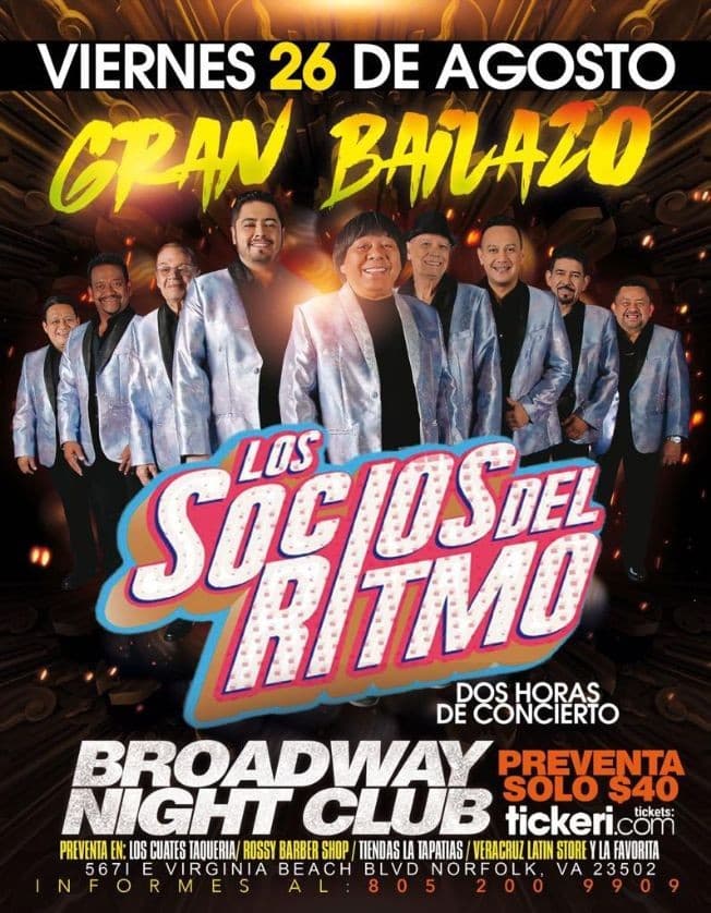 Event - LOS SOCIOS DEL RITMO EN CONCIERTO ! NORFOLK VIRGINIA ***CANCELLED - Norfolk, Virginia - August 26, 2022 | concert tickets