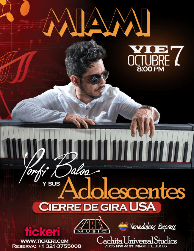 Event - Porfi Baloa y sus Adolescentes - MIAMI - Miami, Florida - October 7, 2022 | concert tickets