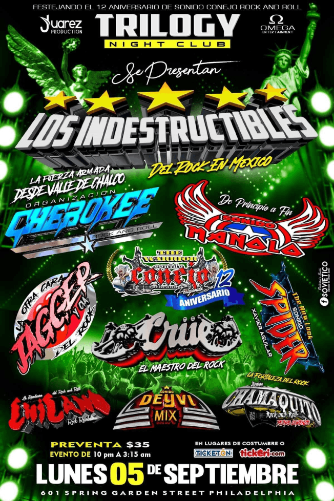 Event - LOS INDESTRUCTIBLES DEL ROCK TOUR 2022 EN PHILADELPHIA PENNSYLVANIA - Philadelphia, Pennsylvania - September 5, 2022 | concert tickets