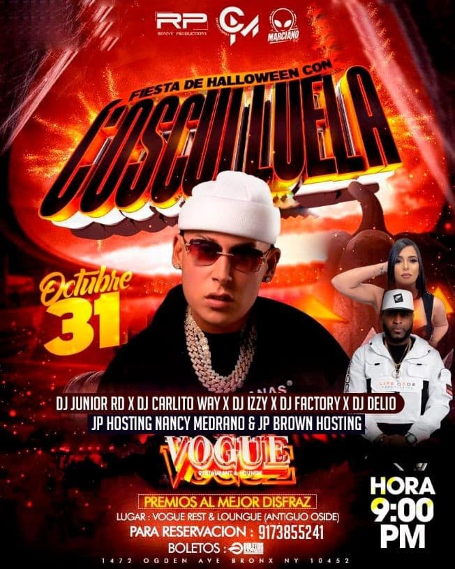 Event - Halloween party con Cosculluela - Bronx, New York - October 31, 2022 | concert tickets