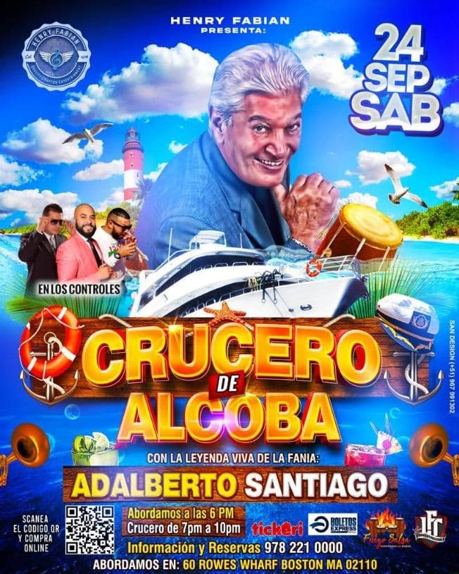 Event - BOSTON SALSA CRUISE CON ADALBERTO SANTIAGO Y ORQUESTA - Boston, Maryland - September 24, 2022 | concert tickets