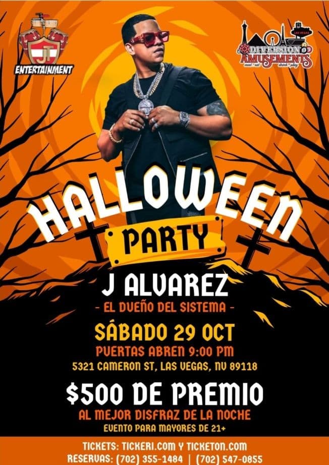 Event - J ALVAREZ HALLOWEEN PARTY AT DIVERSION  AMUSEMENTS , LAS VEGAS NEVADA - Las Vegas, Nevada - 29 de octubre de 2022 | concert tickets