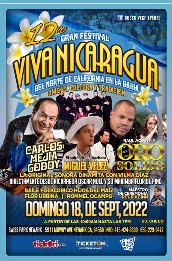 Event - 12vo GRAN FESTIVAL VIVA NICARAGUA ! NEWARK CALIFORNIA - Newark, California - September 18, 2022 | concert tickets